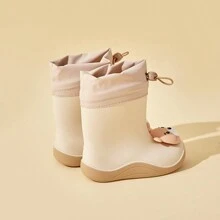 1 Par De Botas De Chuva De Borracha Para Crianças Com Desenhos Animados Para Meninos E Meninas, Calçados Impermeáveis Com Fechamento De Cordão Para Adolescentes