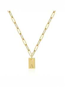 FOREVER QUEEN S925纯银镀金英文字母项链，精致金色字母吊坠铭牌项链，珠宝礼品 - 金色 - 查看 9