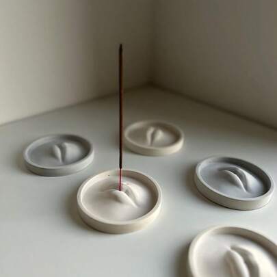 圆形和唇形树脂和硅胶模具香炉，环氧树脂口形家庭、办公室、瑜伽室芳香 1 孔、植物标本博物馆、手工制作的 DIY 装饰艺术粘土工艺品