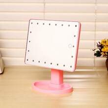 1 件 22 LED 镜子带支架，桌面化妆镜（电池供电 4 * AA），360 度旋转化妆镜，LED 屏幕触摸美容镜，便携式发光化妆镜 - 白色 - 查看 2