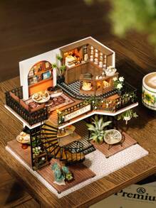 CUTE ROOM 3D 拼图玩具礼物，模型建筑工具自组装家庭玩具屋，小型家庭工具创意卧室装饰家具，适合青少年、男性和成人，森林茶馆房间装饰 - 叢林麼麼茶 - 查看 11