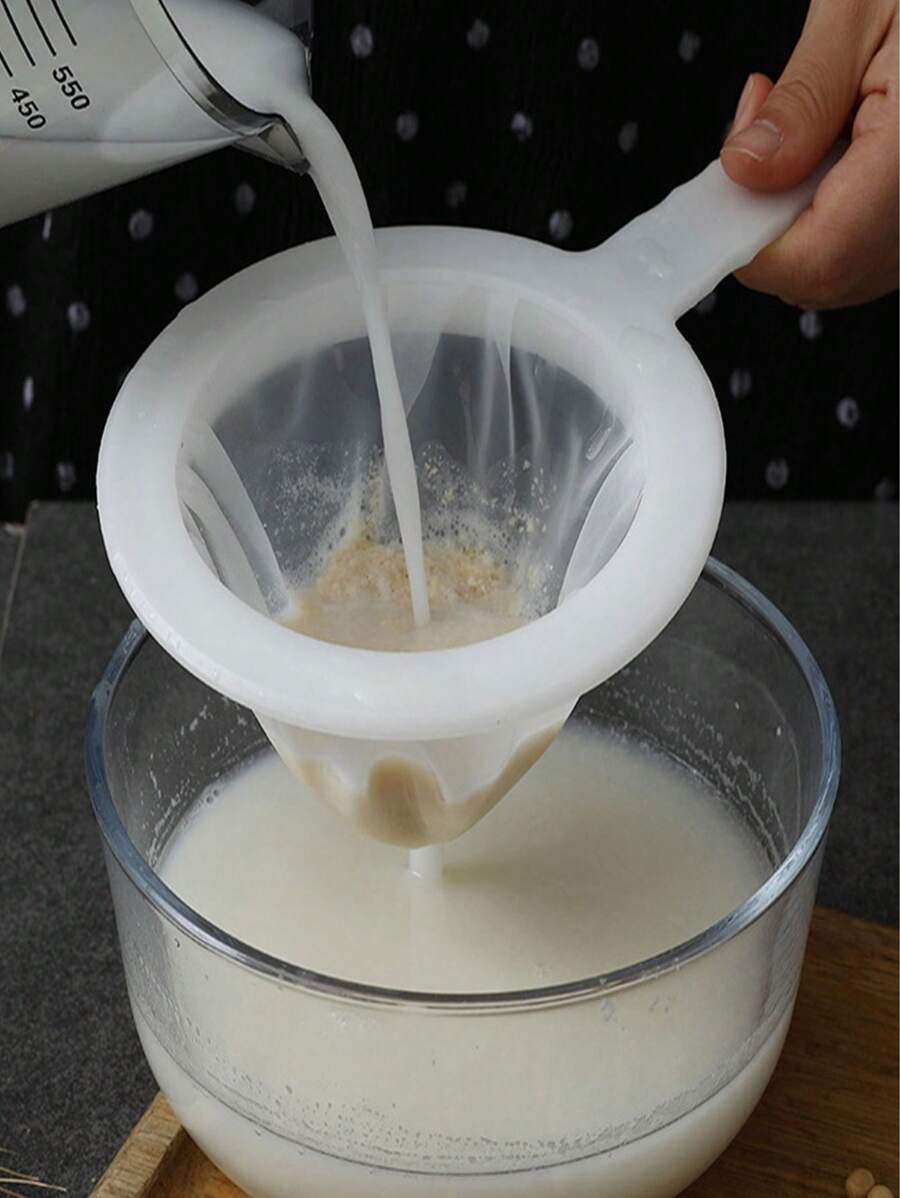 1 pièce Sac filtrant pour lait de soja, filtre à tamis fin pour centrifugeuse domestique, sac filtrant pour passoire de cuisine - Blanc - Voir 1