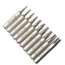 10入組cr-v材質torx螺絲刀頭套裝,t3 T4 T5 T6 T7 T8 T9 T10 T15 T20,適用於行動裝置維修,有梅花座修復頭 - 銀色 - 查看 1