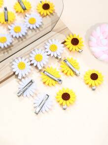 10 Piezas Clips De Cabello De Girasol Para Niñas, Horquillas De Primavera Con Girasoles, Lindo Tocado Floral De Princesa Bebé, Accesorios Para El Cabello De Niños.