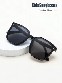 1入方形uv400太陽眼鏡,適用於男孩和女孩,黑色,適用於日常使用、海灘、旅行、假期