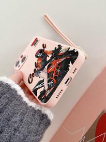 1pc Fashionable Moto Girl Printed Edge Sandblasting Texture Phone Case With Side Print, Includes Hand Strap, Compatible With Apple, Samsung, Xiaomi Redmi Series
