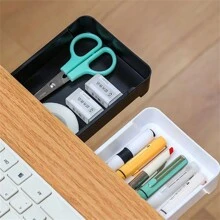 1pc Convenient Desk Storage Under Desk Drawer Adhesive Sticky Hidden Self Multifunctional Storage Drawer Table For Home Desk School - Multicolor - View 3