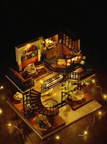 CUTE ROOM 3D 拼图玩具礼物，模型建筑工具自组装家庭玩具屋，小型家庭工具创意卧室装饰家具，适合青少年、男性和成人，森林茶馆房间装饰 - 叢林麼麼茶 - 查看 5