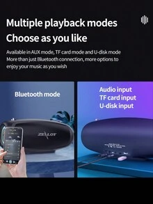 Zealot S37L Wireless Portable Speaker 40W Power With 7200mAH Battery, Long Battery Life, Compatible With TF Card/USB/AUX, Supports Mobile/Tablet/Computer/TV Connection Playback, Suitable For Parties, Home Theaters, Outdoor Dance - Black - View 10