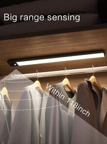 1入組led超薄感應式櫥櫃燈,三色調光櫥檯照明,磁吸usb可充電廚房夜燈,適用於衣櫃、書櫃、櫥櫃、階梯照明 - 黑色 - 查看 5