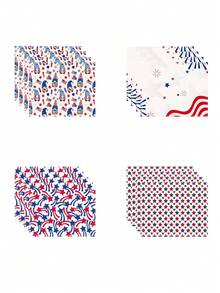 4pcs Không trượt Chống nóng Thảm trải bàn - Retro Cờ Mỹ Ngày độc lập Thiết kế Chống nóng , Thích hợp Đối với Tháng bảy Đồ trang trí , có thể sử dụng Như Cà phê , , Bát , Trong nhà Thảm trải bàn ăn Đối với Nhà  Phòng bếp Đồ trang trí - Màu xanh lam - Xem 5