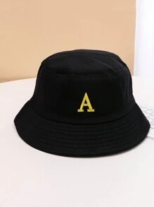 1pc New Women's Letter Embroidery Bucket Hat For Four Seasons, Concise Classic Style, Windproof & Sunscreen, Adjustable, Suitable For Outdoor Travel