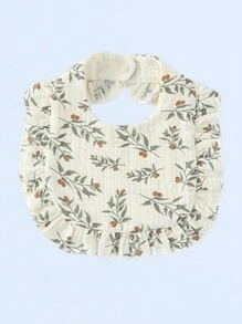 5pcs/Set Baby Bibs With Floral Ruffle Edges, , Absorbent, All Season