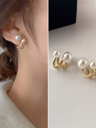 1 对简约复古奢华设计、独特品味和高档质感女孩耳环