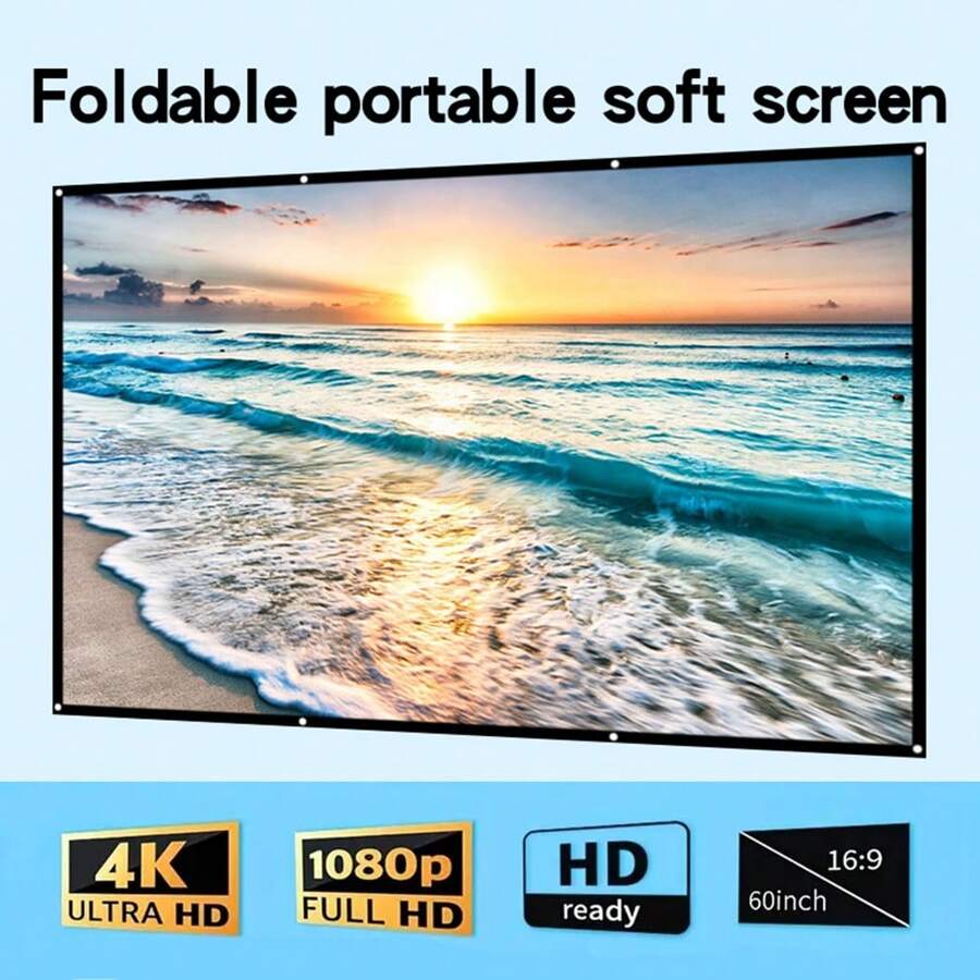 72-Inch Portable Projection Screen, 159*90CM, Easy To Clean, Wall-Mounted Projector Screen With No Drilling Required - 72 Inches - View 1