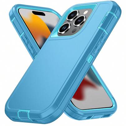 FOGEEK Stoßfeste, sturzfeste, rutschfeste Mehrschicht-Schutzhülle in Unifarbe (3 in 1), kompatibel mit iPhone, wasserdicht, kratzfest, sturzgeschützt