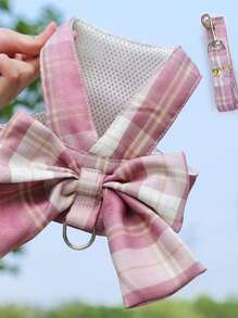 Thú cưng JK Kẻ sọc Đầm Với Harness Dây xích Đối với Đi dạo Chó Và Mèo , Teddy & Chó bun pháp Quần áo & Phụ kiện - Hồng - Xem 8