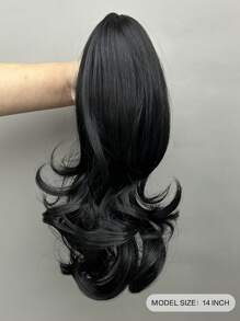 Ponytail Hair Extensions, Hair Extensions Ponytail 14 Inch Short Claw Hair Extensions Synthetic Wave Clip-In Ponytail Wigs Everyday Fluffy Ponytail For Women (Dark Brown) - Black - View 2