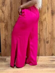 Women Pants - 玫紅色 - 查看 2