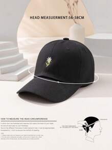 1 Miếng Không giới tính Y2K Phong cách Thêu Hoa Mũ bóng chày , Thích hợp Đối với Hằng ngày Đi làm Và Các hoạt động ngoài trời , Phong cách Đơn giản , Thích hợp Đối với Thiếu niên Thời trang Và Chống nắng Giải trí - màu đen - Xem 4