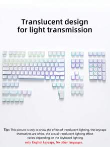 Pudding Keycaps Set PBT Keycaps 129 Keys OEM Profile US-Layout For Mechanical Keyboard Compatible With Cherry MX, Gateron, , Outemu - White - View 6