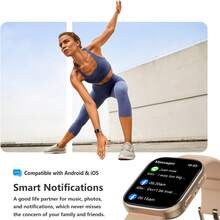 2024 New 1.85-Inch Large HD Screen Smart Watch (Answer/Make Call) Bluetooth Fitness Tracker With Heart Rate, Blood Oxygen Monitor, Sleep Monitor,IP68 Waterproof,150+Watch Faces For Men Women Compatible IPhone & Android - Màu be - Xem 3