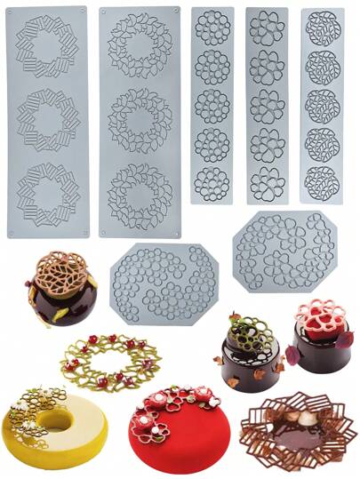 1 Pezzo Foglia & Ghiandaia Corona Pizzo Fondente Silicone, Pizzo Di Fondente A Forma Di Foglia, Strumento Perdecorazioni Di Zucchero/torta