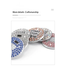 1pc No Hole Car Engine Start Stop Button Bling Ring Crystal Rhinestone Ignition Starter Decoration Circle For Car Interior