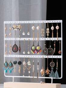 1 pieza - Estante de almacenamiento de joyas de hierro con 72 agujeros para aretes, estante de almacenamiento de joyas para cómoda, de vuelta a la escuela