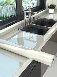 1pc Kitchen Oil-Proof And Waterproof Self-Adhesive Wallpaper, Heat-Resistant Marble Ceramic Tile Stove Table Furniture Sticker - Light Grey - View 5