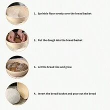 1套手工編織麵包發酵籃,包括刮刀*1,切片刀*1,亞麻布襯裡*1,實色橢圓形印尼藤餅子發酵籃,適用於家庭烘焙、麵包店 - 杏色 - 查看 9