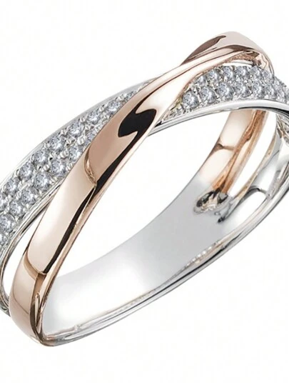 豪華戒指14k鍍金鑲嵌閃閃發光的訂婚婚禮珠寶配女性套裝日常服裝派對配飾