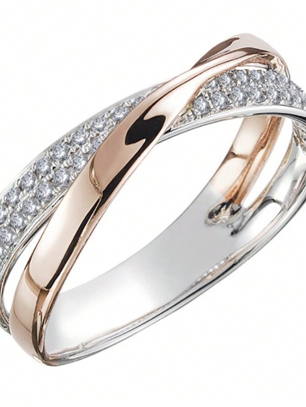 Luxury Ring 14k Gold Plated Inlaid Shining  Engagement Wedding Jewelry For Female Match Daily Outfits Party Accessory
