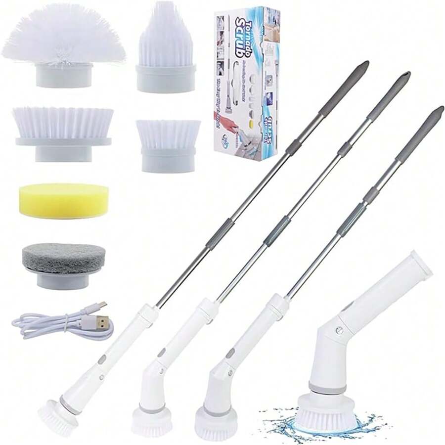 Electric Spin Scrubber, Electric Cleaning Brush, Infinite Cleaning Brush With 6 Replaceable