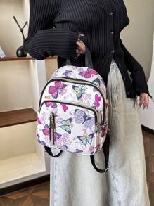 1pc Simple Black Nylon Mini Backpack For Women,Perfect For Daily Life,Dating,Travel,Etc.,School Bag,Portable,Laptop Compartment,Large Capacity,For Teen Girls Women College Students,College,Middle School,High School,Outdoors,Travel,Outings,Elementary School,Office - Multicolor - View 7