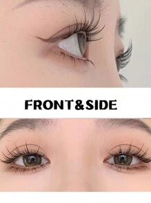 5 Pairs Bottom Eyelashes Lower False Lashes  Transparent Stem Natural Look Manga Eyelashes Japanese Makeup Anime False Eyelashes Makeup Tool - Black - View 6