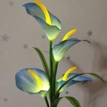 仿真马蹄莲花太阳能地桩灯，4 个 LED 白光，太阳能花园灯户外防水露台门廊后院花园装饰秋季装饰家居装饰户外装饰情人节装饰 - 馬蹄蓮太陽能燈 - 查看 14