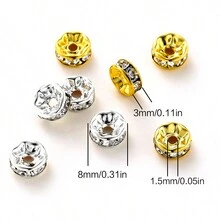 100 Miếng 8mm Tròn Pha lê Spacer Hạt , Pha lê Glass Hạt , Spacer Hạt Đối với Làm Dây chuyền Nhẫn Vật rủ xuống Đồ trang sức - 8mm/100 Cái - Xem 3