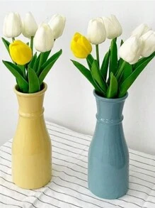 5/10/15/20/25/30入組人造鬱金香花,仿真鬱金香花莖pu材質,可觸摸真實,適用於復活節和春季花環、花束、餐桌擺設、婚禮花架、嬰兒淋浴裝飾等,高13吋 - 米色 - 查看 4