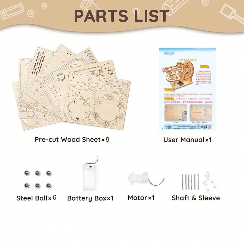 1set Roller Coaster Assembly Model Kit, Wooden Electric Track Build