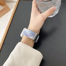 1入組通用性手織對比色錶帶適用於Apple Watch 38/40/41/42/44/45/49mm Ultra/Se/8/7/6/5/4/3/2/1 - 酒紅色 - 查看 6