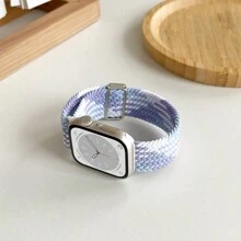 1入組通用性手織對比色錶帶適用於Apple Watch 38/40/41/42/44/45/49mm Ultra/Se/8/7/6/5/4/3/2/1 - 酒紅色 - 查看 3