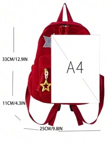 Personalized Mini Backpack For KidsSchool Bag, School Bookbag, Backpack For School, Lightweight, Classic Casual, Cute, Suitable For Teen Girls Women College StudentsMiddle School, High School, Outdoors, Travel, Outings, Holiday, Elementary School - Red - View 4