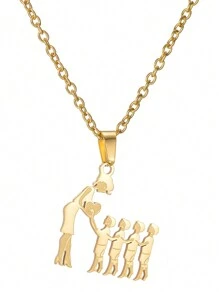 1 件时尚母子女吊坠项链，女士奢华不锈钢项链，母亲节礼物 - 金色 - 查看 14