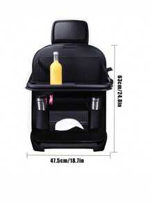 1pc Car Interior Leather Storage Car Storage Seat Back Hanging Bag Multifunctional Leather Dining Table Folding Storage Bag Universal Style - Beige - View 3