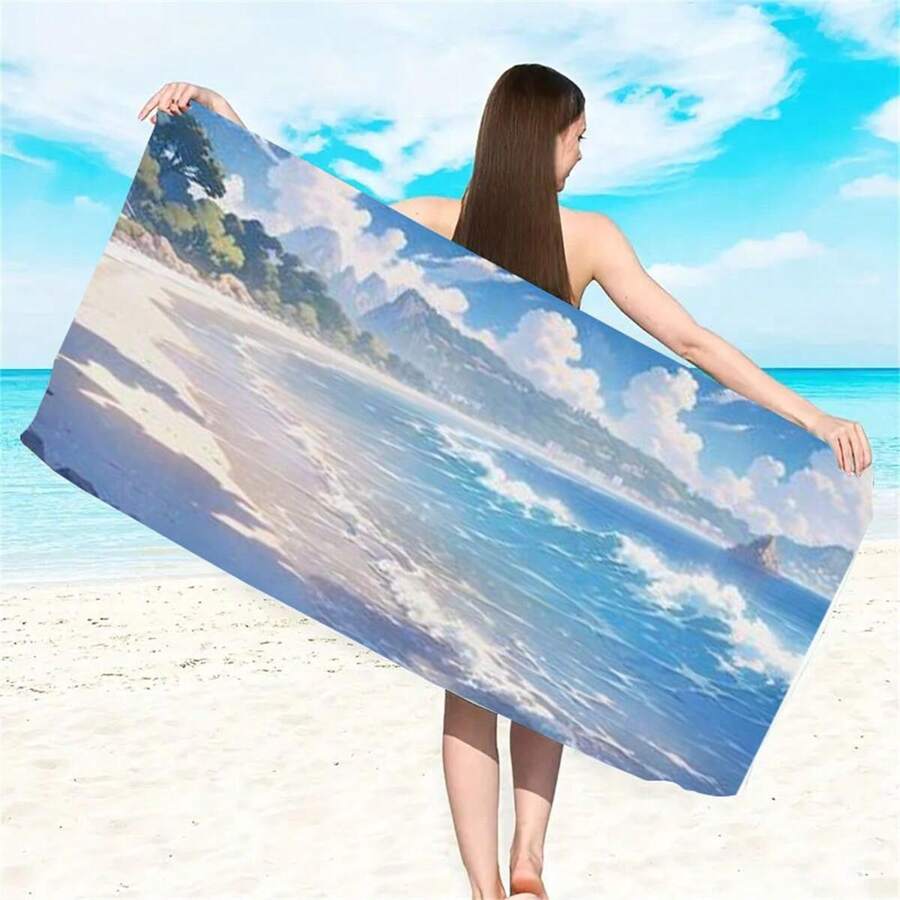 1 Miếng Quá lớn Xanh Mẫu biển Khăn đi biển , Kích thước lớn , Hấp thụ , Siêu mịn Chất xơ Khăn đi biển , 59"x29" , Thiết yếu Cho mùa hè , Đối với Trẻ em , Nam , NỮ , Cô gái , Con trai , Chống gió , Chống nắng , Đối với bờ biển , Buổi tiệc , Khô Du lịch , Cắm trại , bờ biển Phụ kiện , Phải có Món quà Đối với Kỳ nghỉ - Màu xanh nhạt - Xem 1