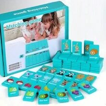Montessori Toy 4 In 1 Game Set: Connect Four, Matching, Dominoes, Word Game For Kids' Intelligence Development, Tabletop Game, Children's GiftsSchool, Student,Stationery,School Supplies - Green - View 2