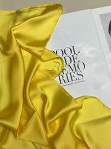 1 件纯色优雅独特经典轻便百搭女士围巾适合春秋季节 - 黃色 - 查看 2