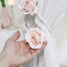 1pc Rural Style Rose Flower Curtain Tieback Gifts Birthday Graduation - Baby Pink - View 2