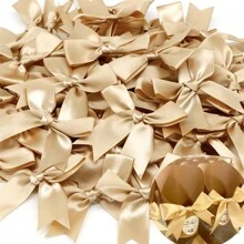 Laço de Fita de Tecido Grande com Cauda de Fita de Cetim Dourado de 12-50 peças, Arco de Nó de Fita Adorável de Cor Mista para Decoração de Festa e Embrulho de Presente, para Bolos, Pipocas, Doces e Embalagem de Presente